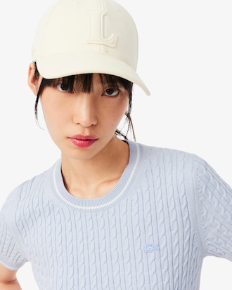 Short Sleeved Cable Knit Sweater