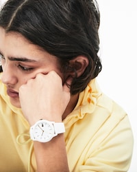 Women's L.12.12 White Silicone Petit Piqué Pattern Strap Watch
