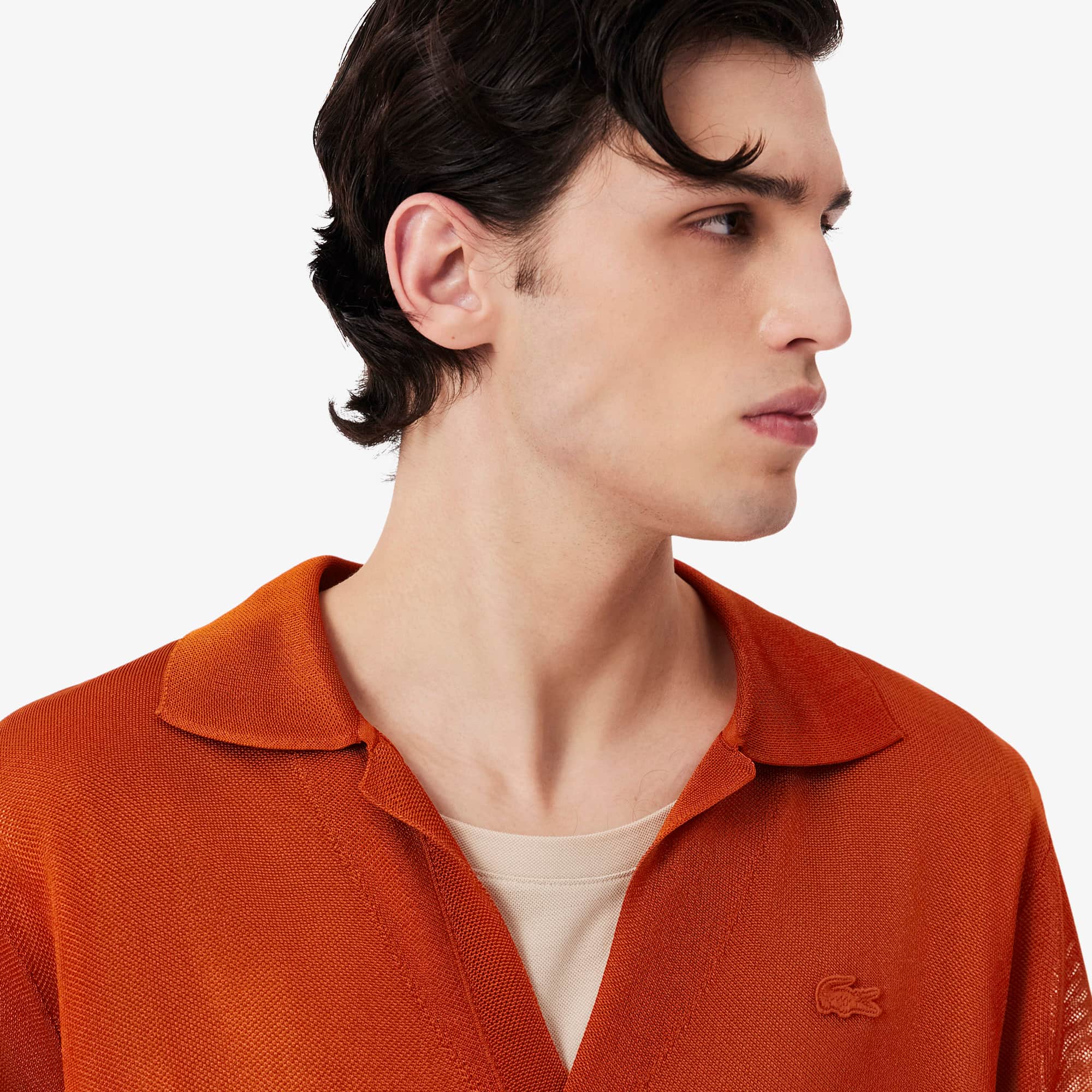 Runway Slim Fit Satin Piqué Polo Shirt