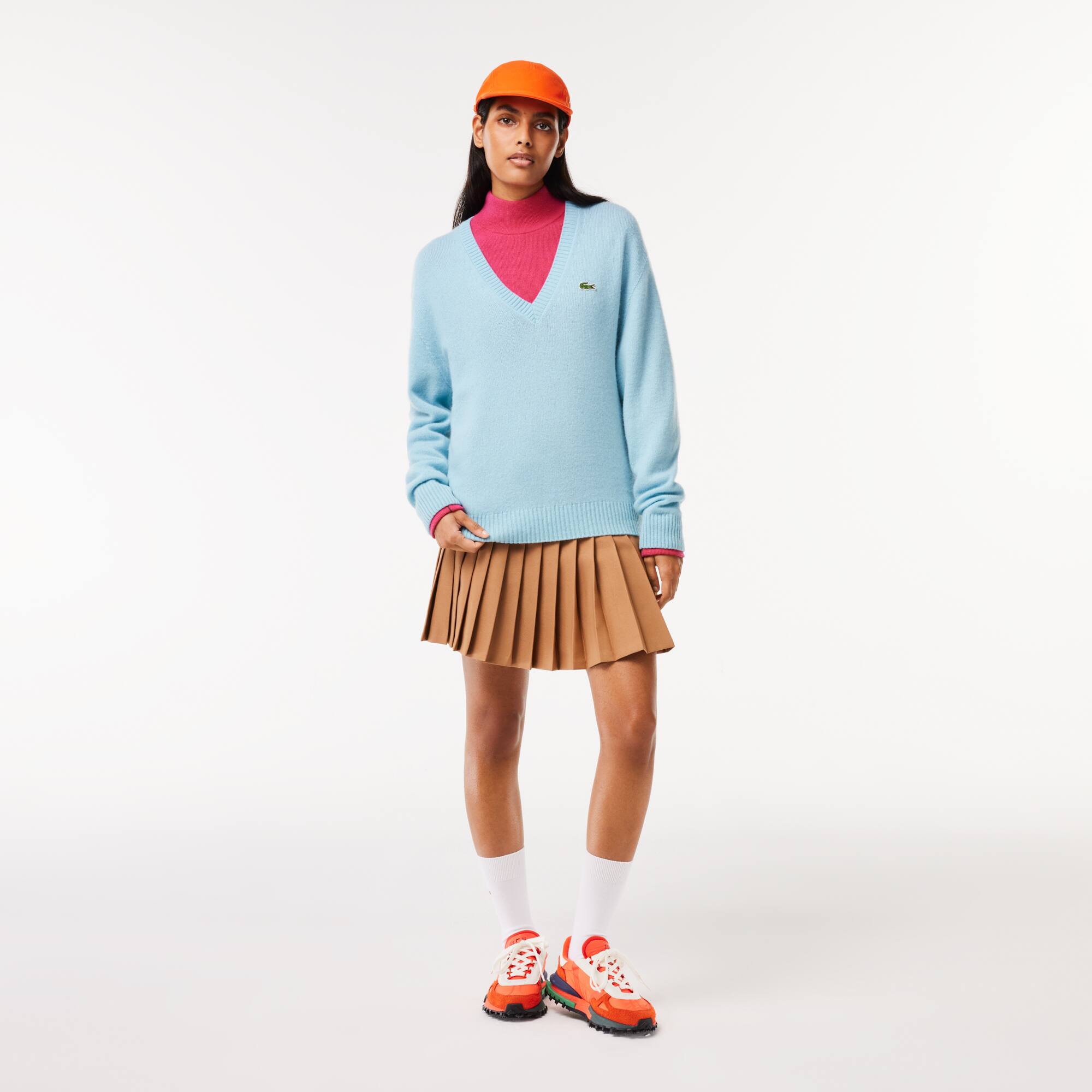 Women's Relaxed Fit Wool High-Neck Sweater - Sweaters