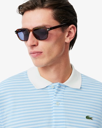 Men's Classic Fit L.12.12 Striped Petit Piqu&eacute; Polo