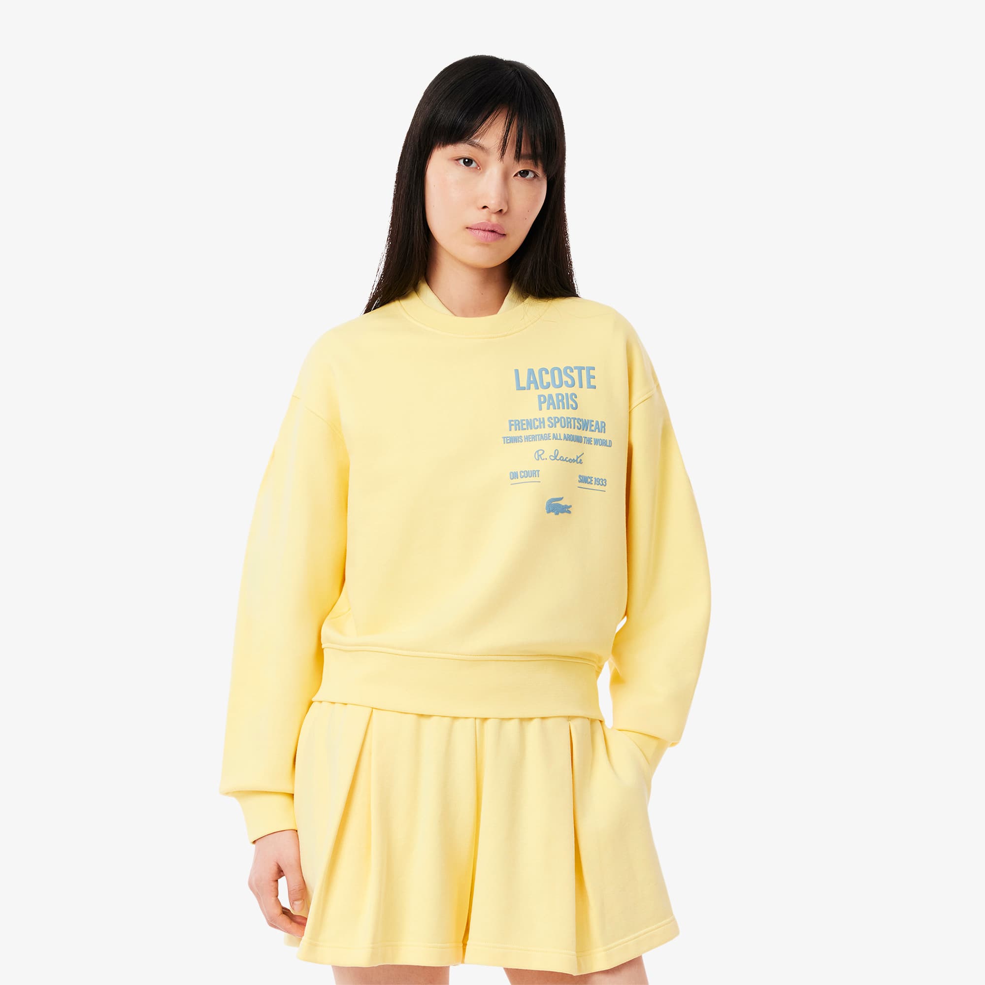 Women's Oversized Pleated Print Sweatshirt - Sweaters