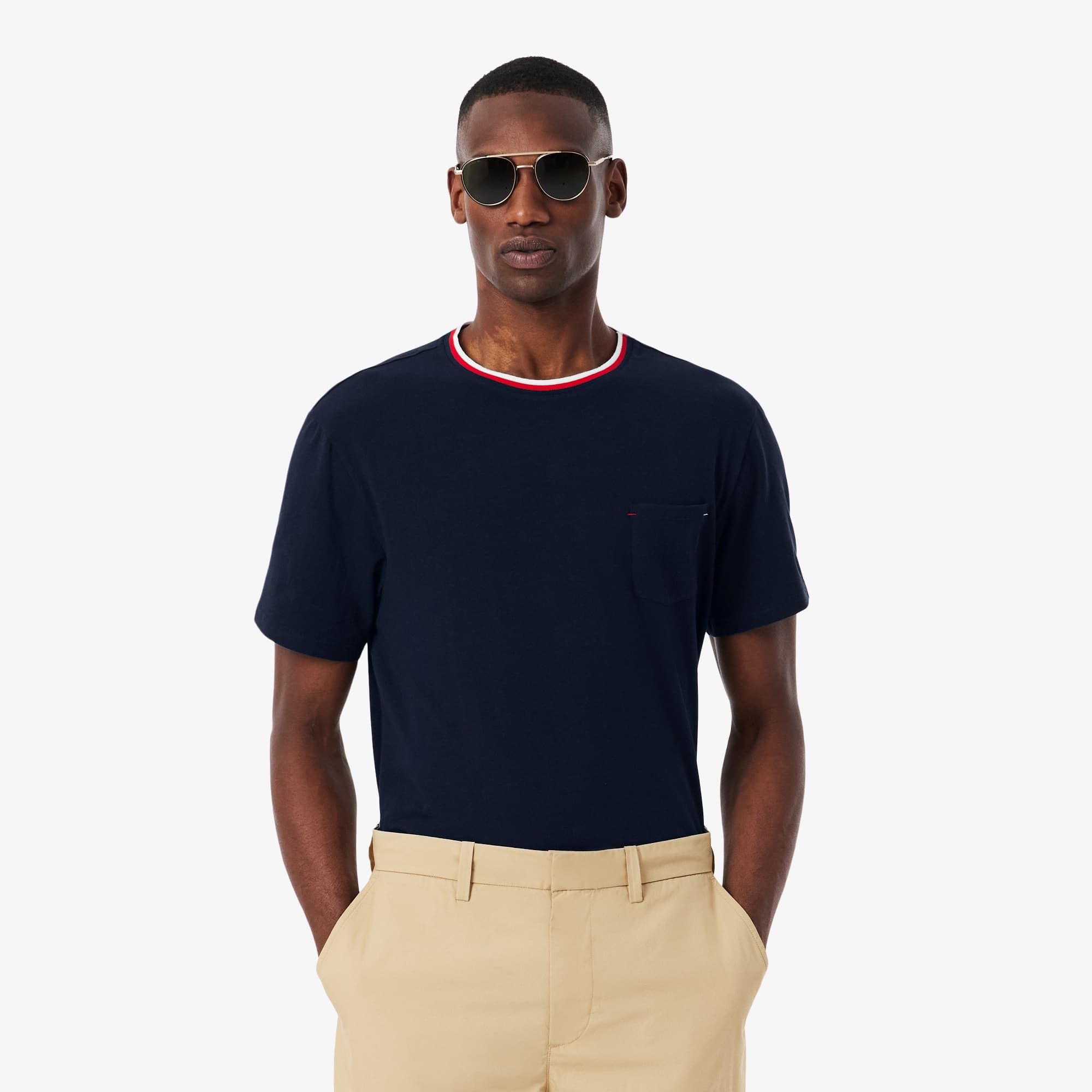 Lacoste Men's Contrast Neck Pajama Top