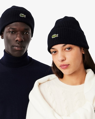 Gorro De Lana Cardada De Punto Acanalado