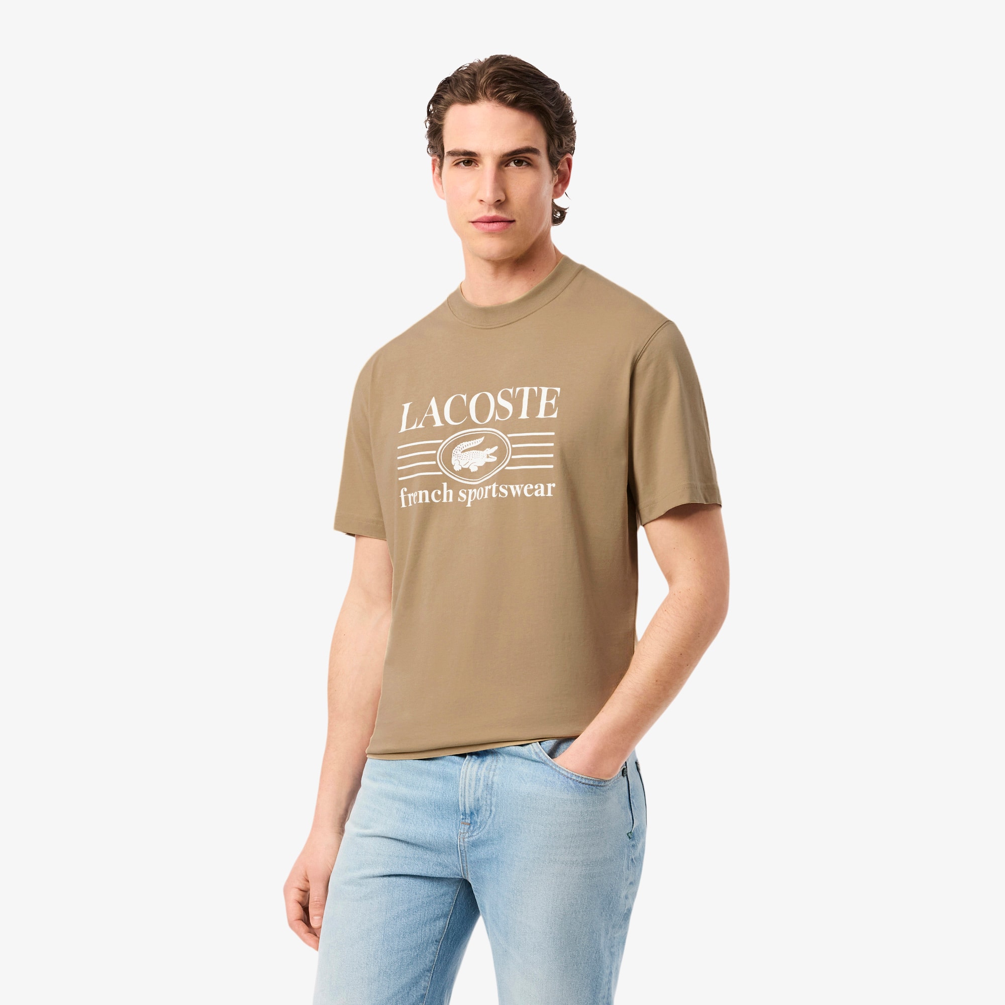 Lacoste Men's Classic Fit Cotton Print T-shirt - Xxl - 7 In Brown
