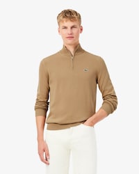 Men's Zip-Up High-Neck Cotton Sweater