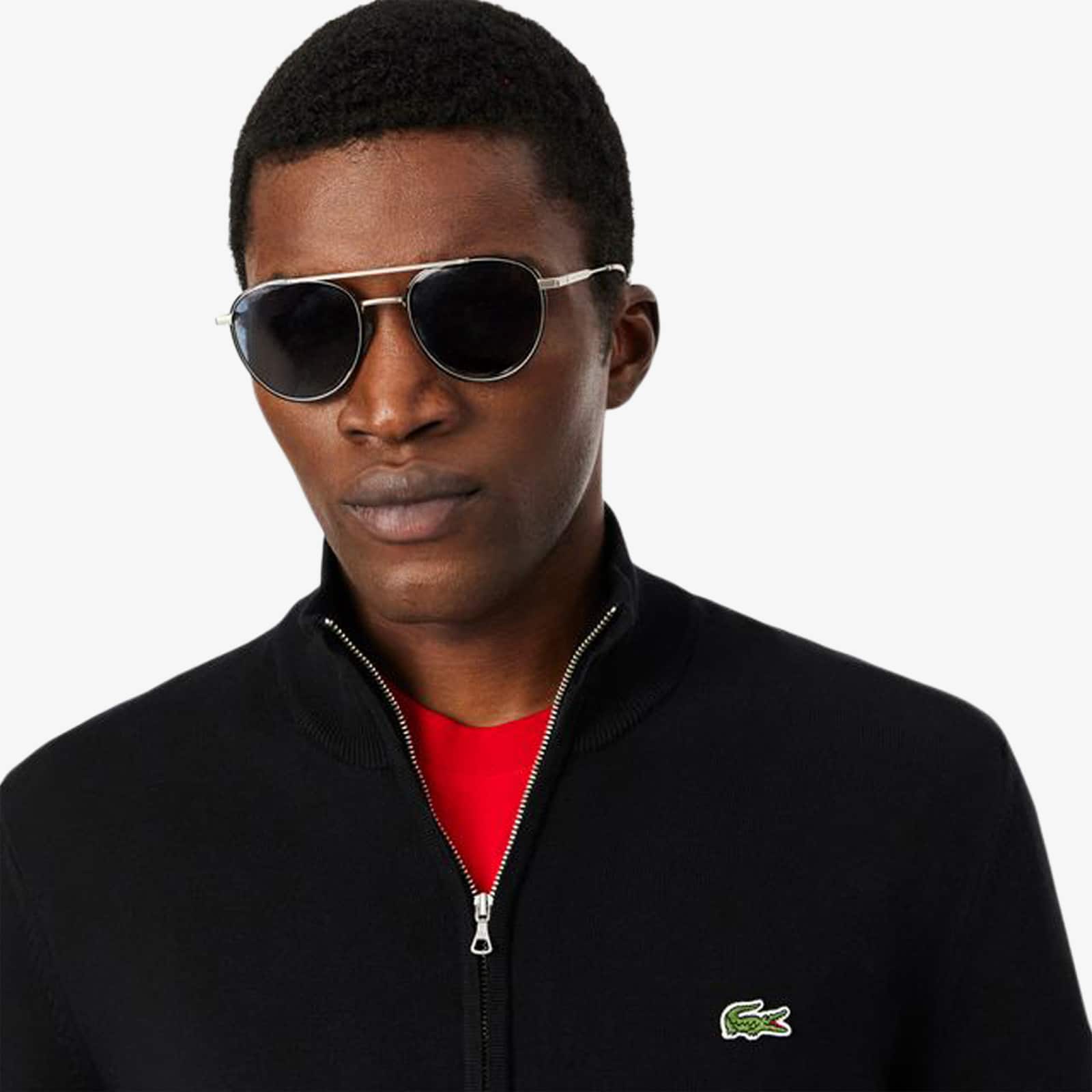 Men's Zip-Up High-Neck Cotton Sweater