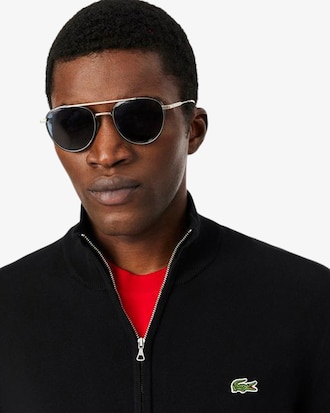 Men's Zip-Up High-Neck Cotton Sweater