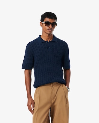 Polo maille torsad&eacute;e coton classic fit
