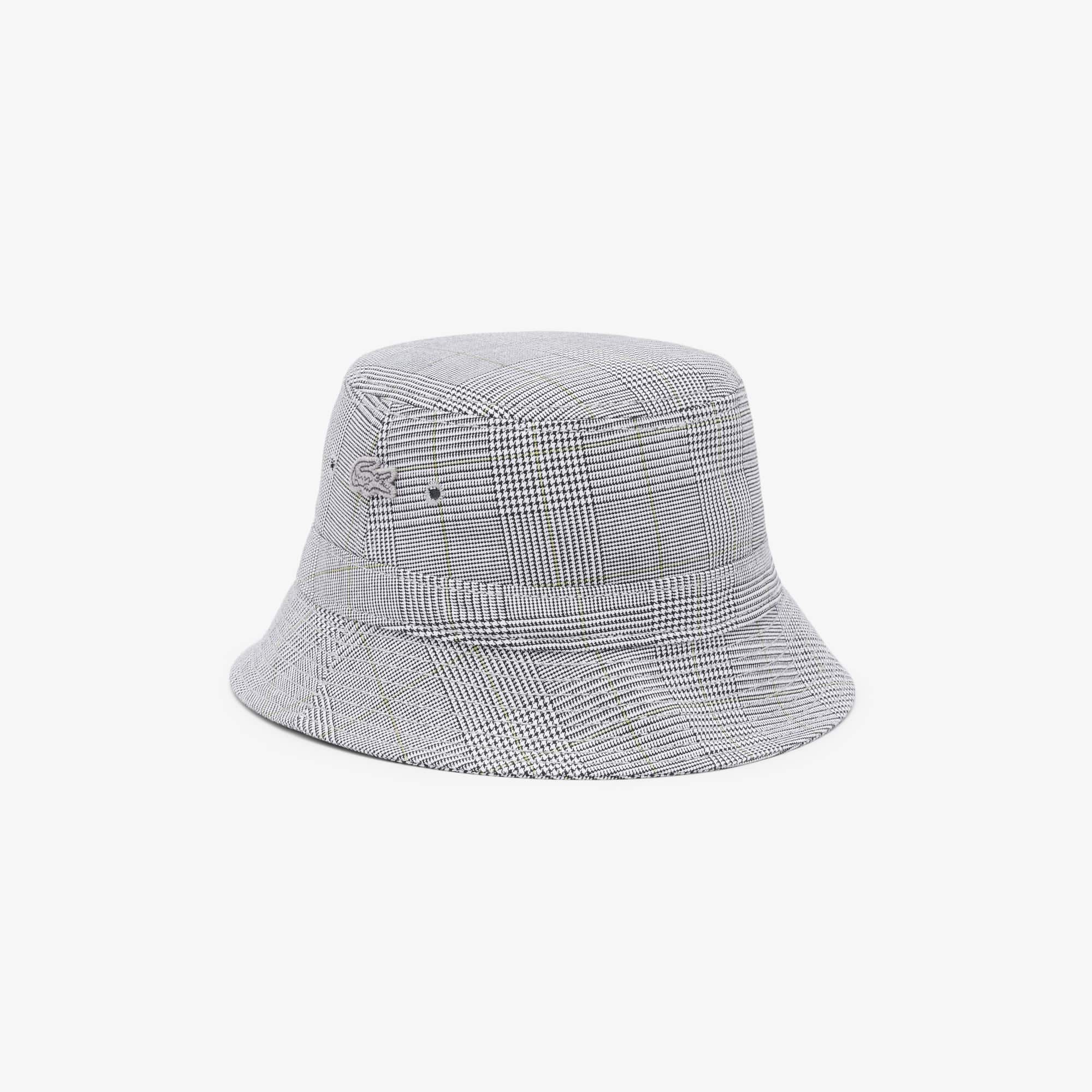 Lacoste Unisex Double Face Plaid Cotton Bucket Hat - M In Gray