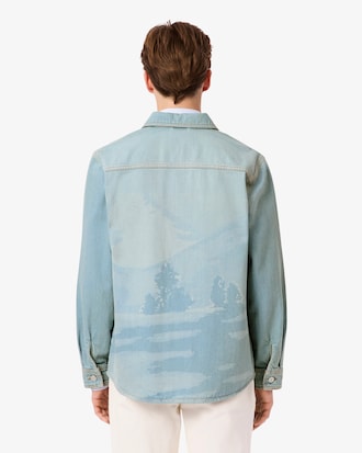 Men's Landscape Motif Denim Overshirt