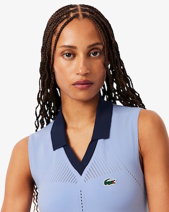 Polo De Tenis De Punto El&aacute;stico Sin Mangas Para Mujer