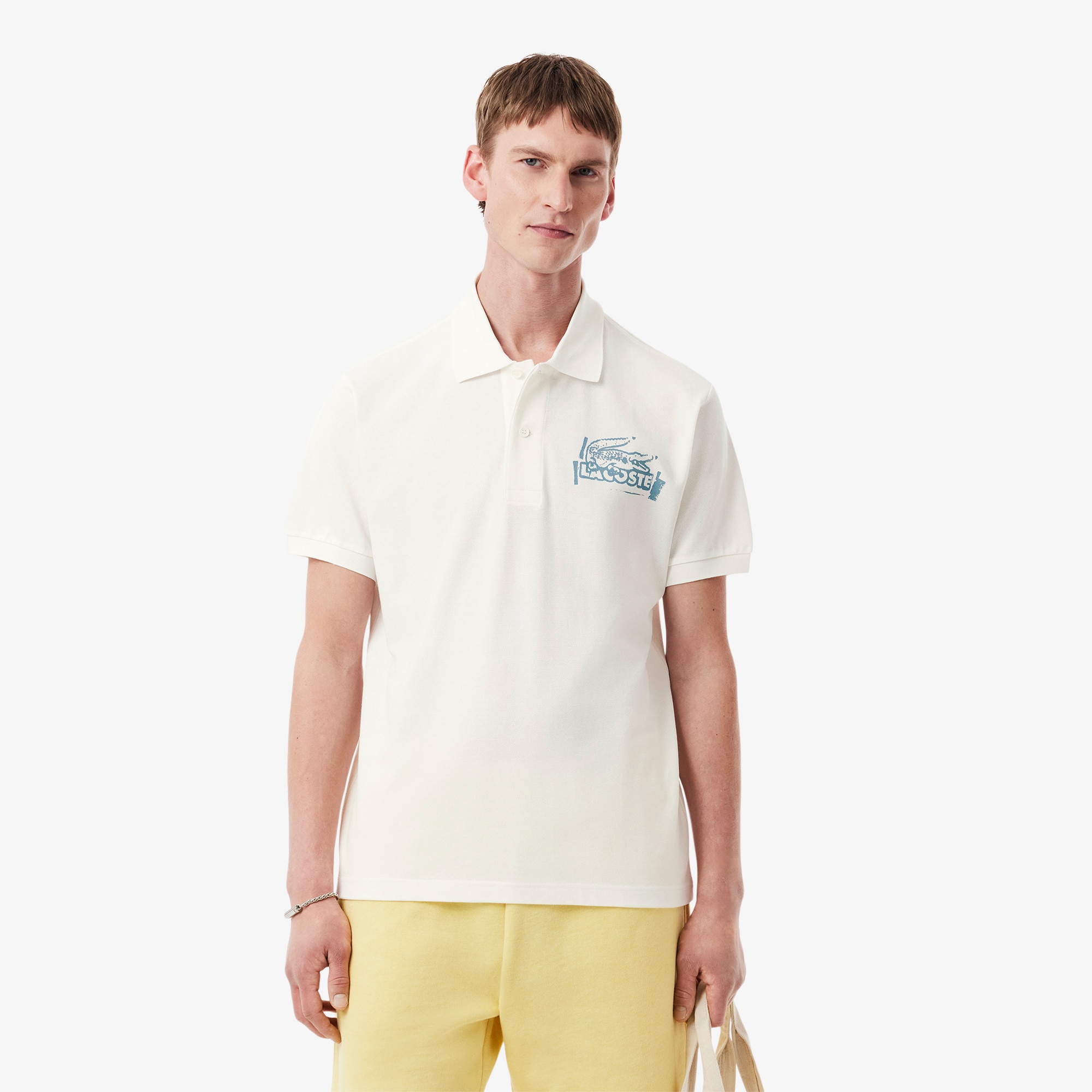 Lacoste Polo L.12.12 Estampado De Corte Clásico Para Hombre Blanco