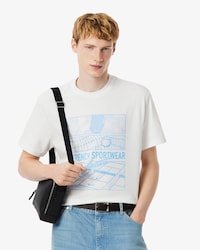 Men's Tennis Court Print Cotton T-Shirt