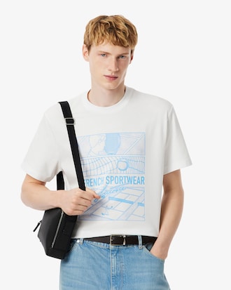 Men's Tennis Court Print Cotton T-Shirt