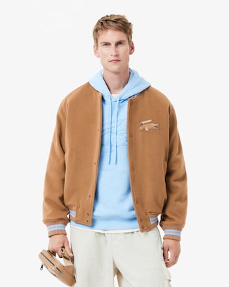 Men's Wool Crocodile Badge Bomber Jacket