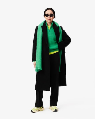 Women's Zip Neck Pearl Rib Wool Sweater