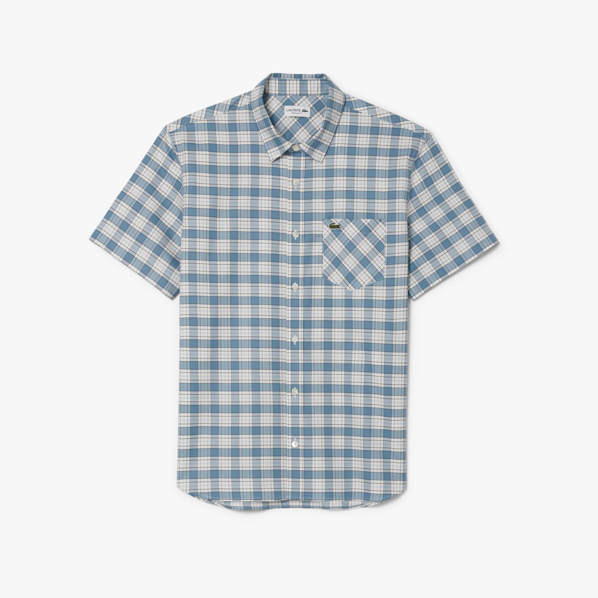 Lacoste Men's Regular Fit Stretch Plaid Shirt - 16½ - 42 In Blue