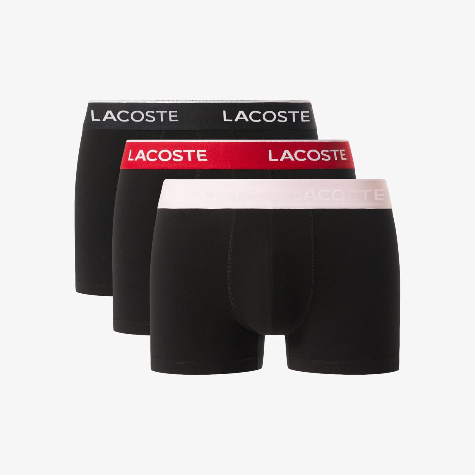 Lacoste Men's 3-pack Stretch Cotton Trunks - Xl In Black