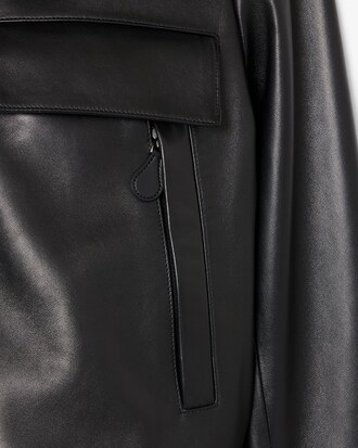 Runway High Ribbed Neck Leather Jacket