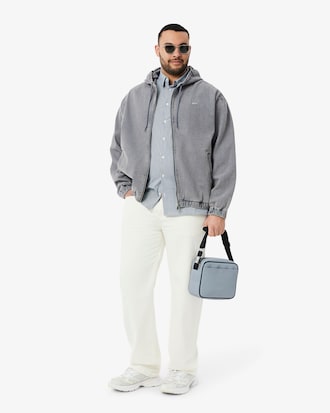 Men's Washed Effect Denim Hooded Jacket