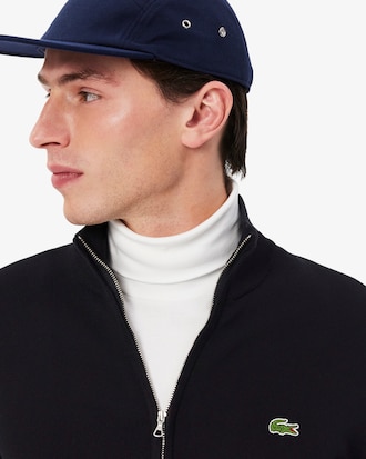 Men's Zip-Up High-Neck Cotton Sweater