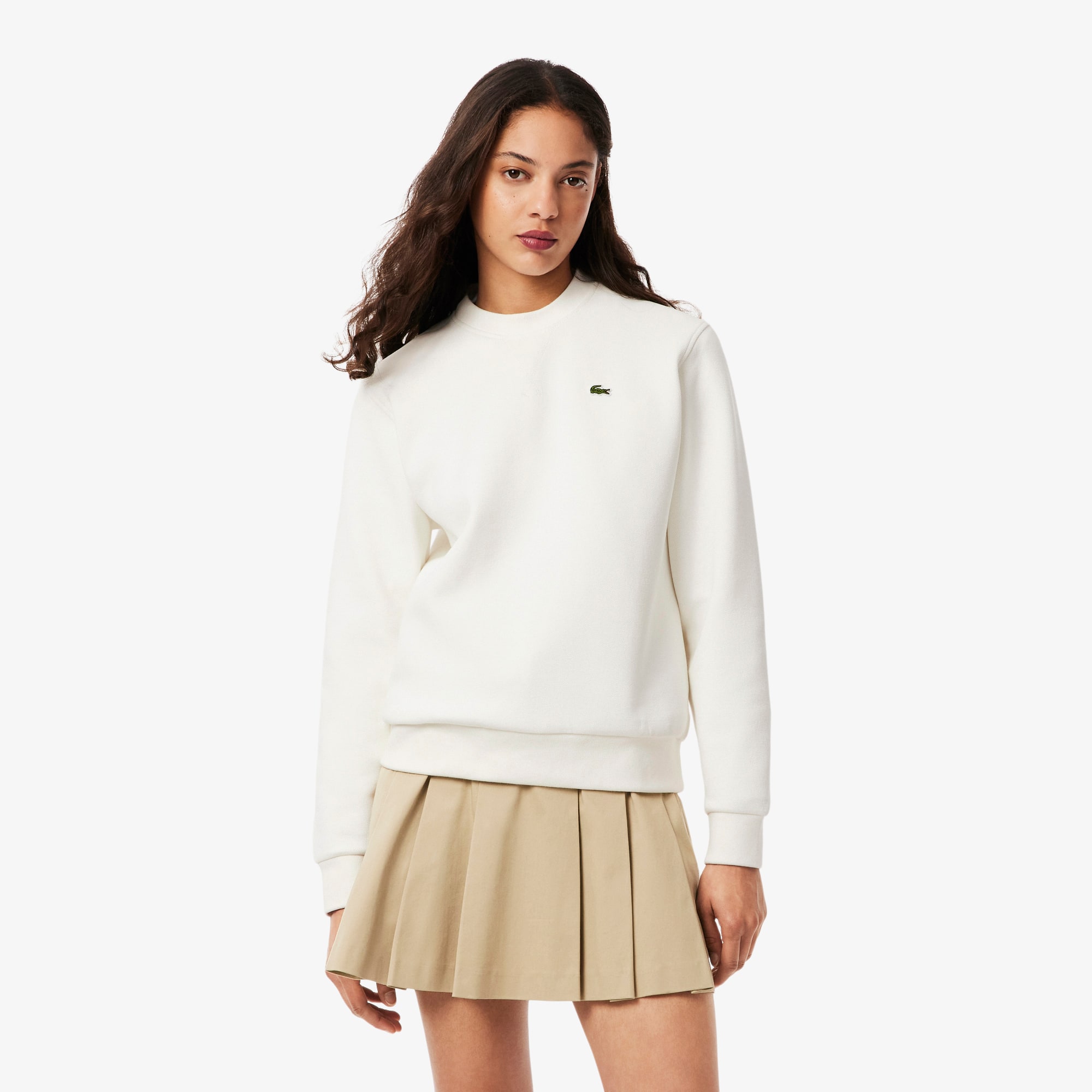 twill☆2026完売品☆Cotton Sweat Pullover ホワイト Women's Relaxed Fit Piqué Crew Neck Sweatshirt - Sweaters