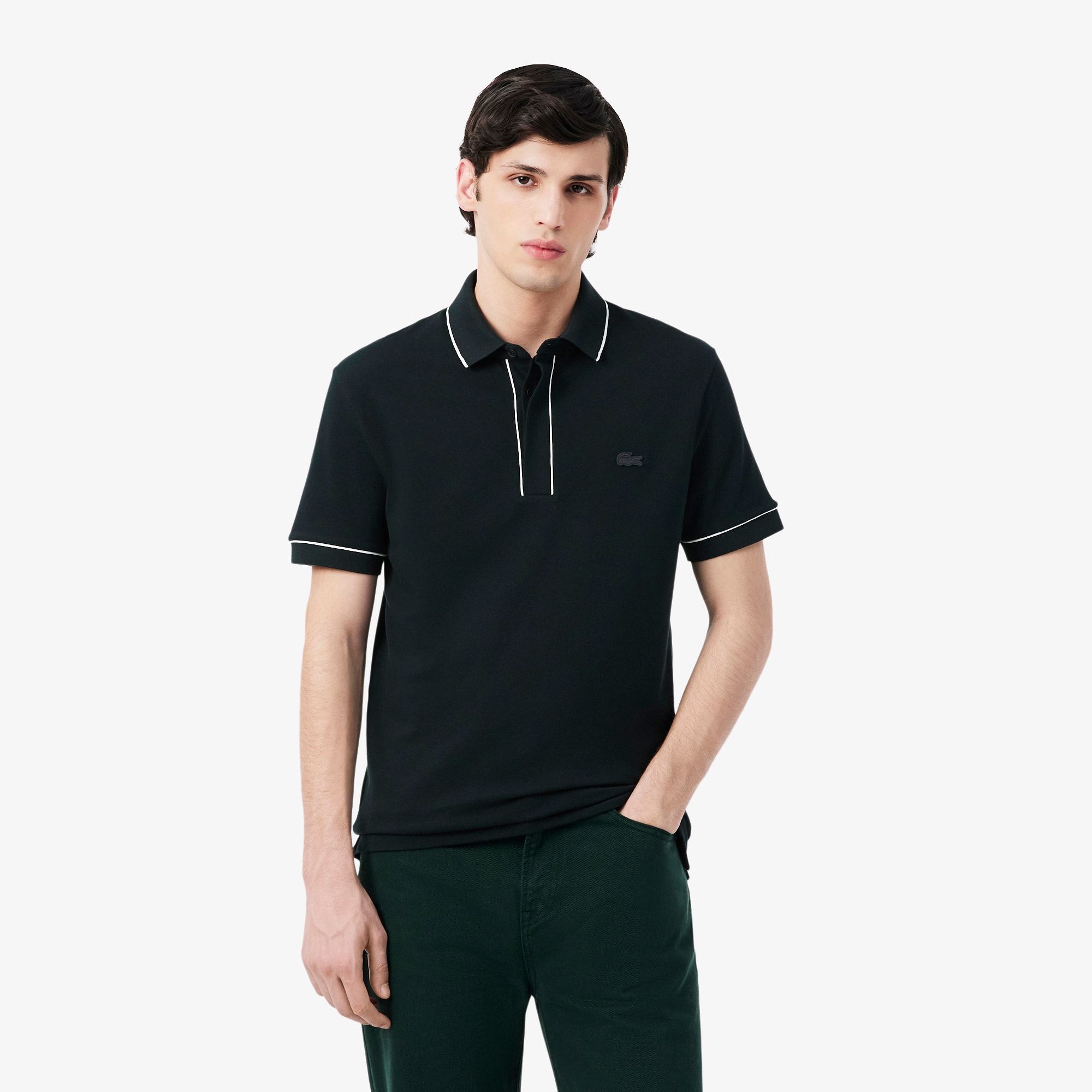 Lacoste Men's Regular Fit Paris Stretch Piqué Polo In Green