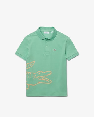 Polo Gar&ccedil;on Lacoste en piqu&eacute; de coton imprim&eacute; crocodile