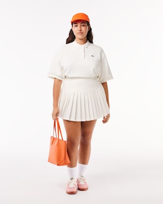 Women's Pleated Button Waist Skirt