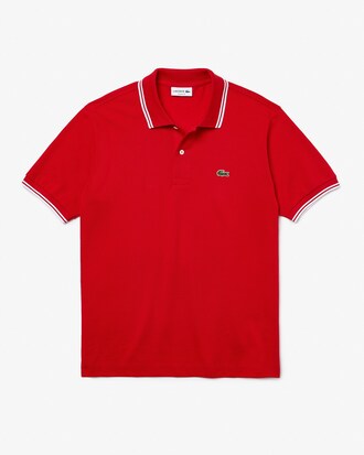 Polo para hombre Classic Fit en piqu&eacute; de algod&oacute;n con detalles a rayas