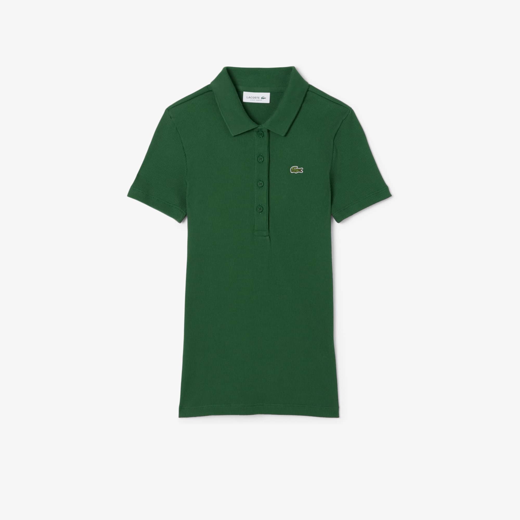 Lacoste Women's Slim Fit L.12.d Ribbed Cotton Polo - 46 In Green