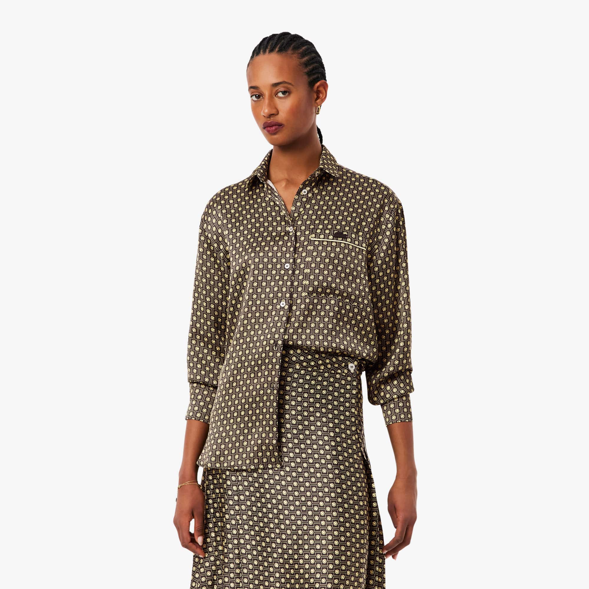 Oversized Printed Satin Shirt - T-Shirts & Tops - New In 2026