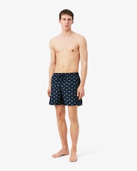 Mid Length Crocodile Print Swim Trunks