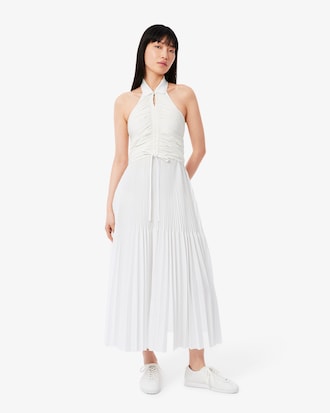 Women's Pleated Sleeveless Polo Dress