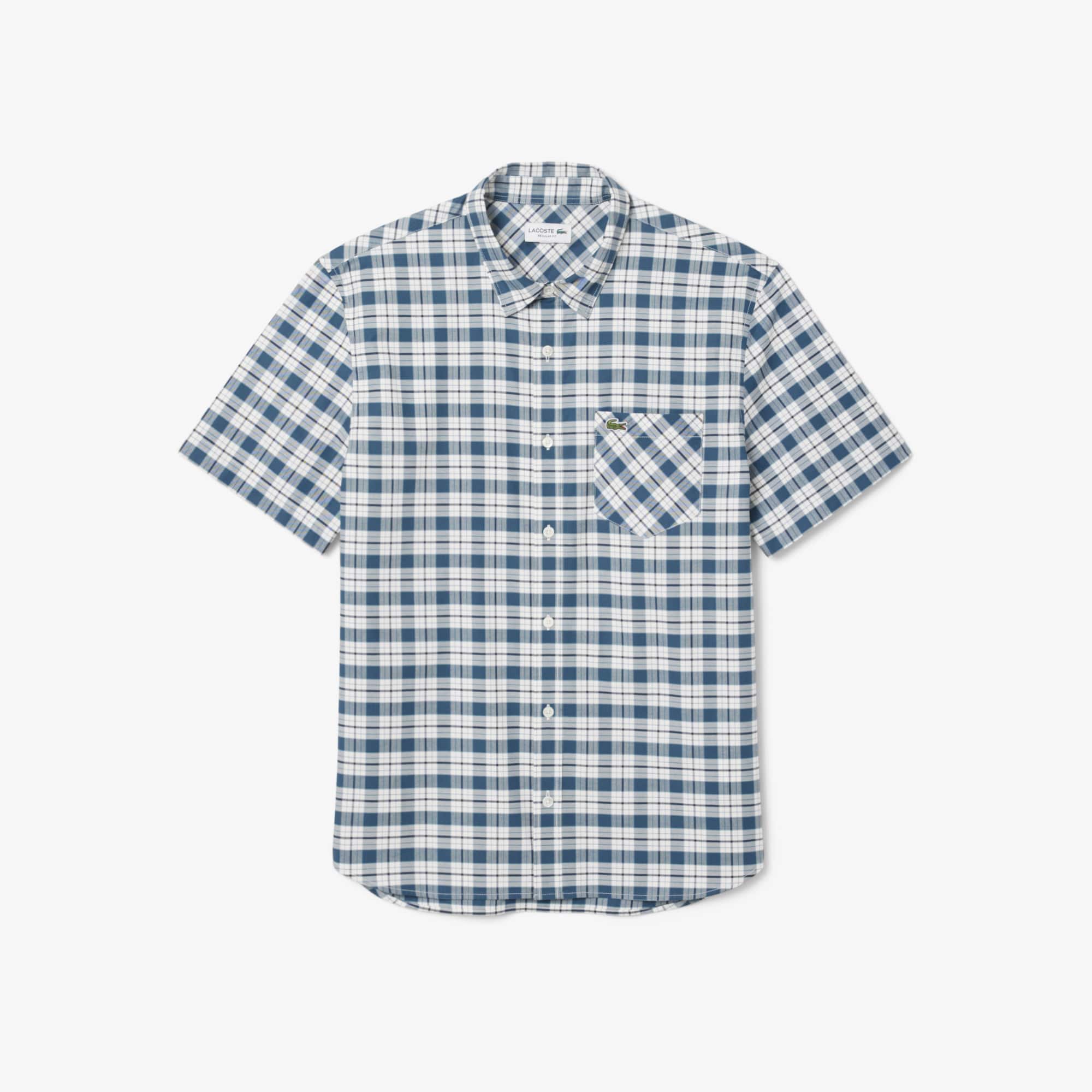 Lacoste Men's Regular Fit Stretch Plaid Shirt - 15½ - 39 In Blue