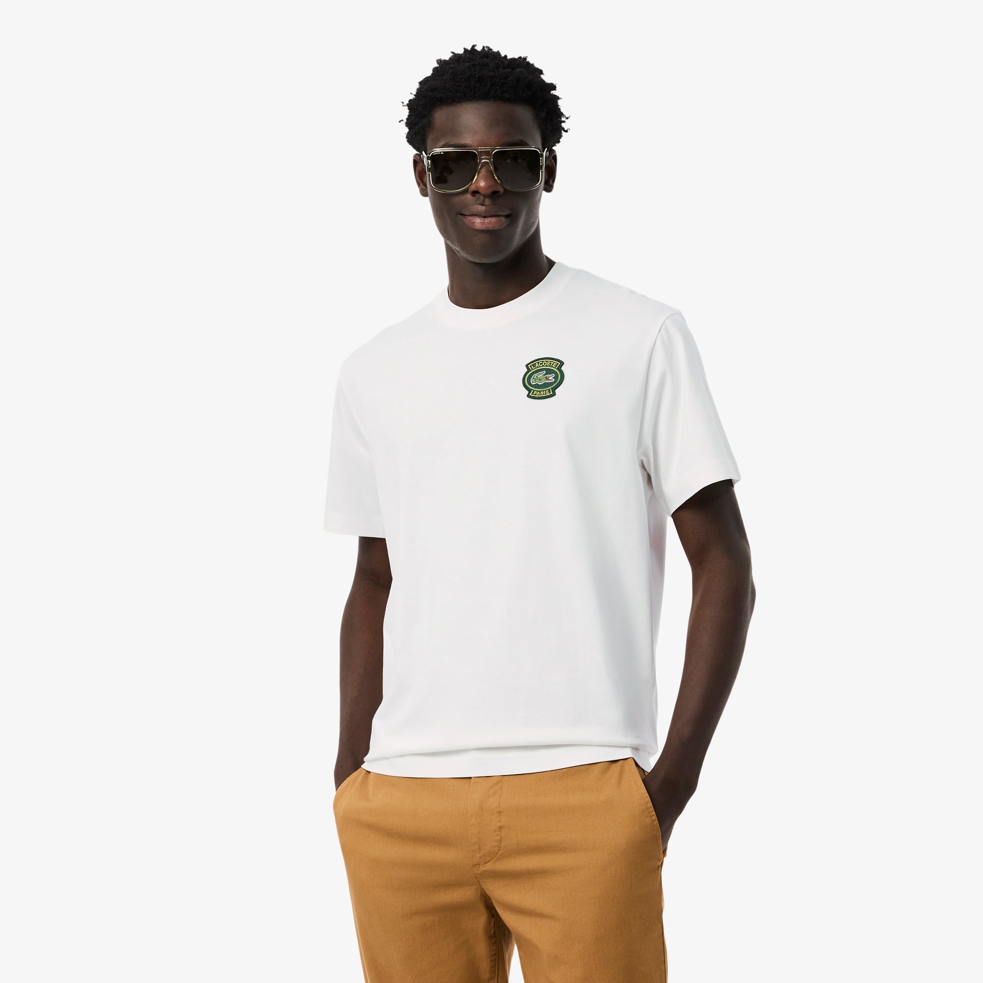 Lacoste Men's Cotton Badge T-shirt - Xl - 6 In White