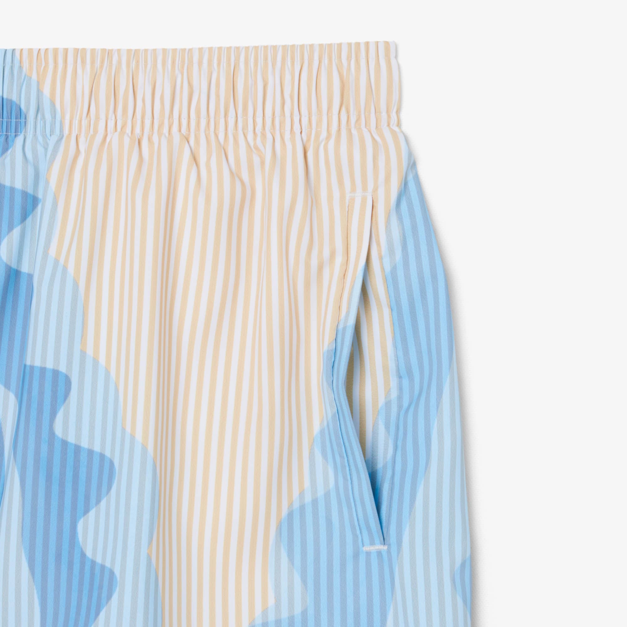 Mid Length Striped Swim Trunks