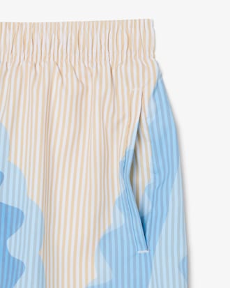 Mid Length Striped Swim Trunks