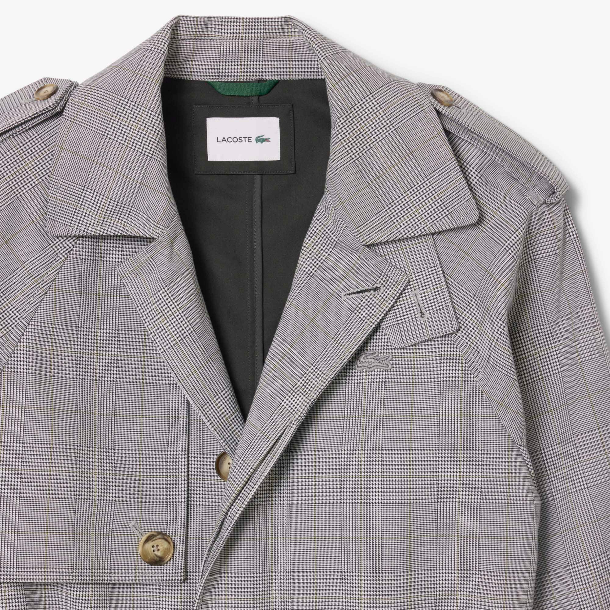 Men's Water-Repellent Plaid Trench Coat
