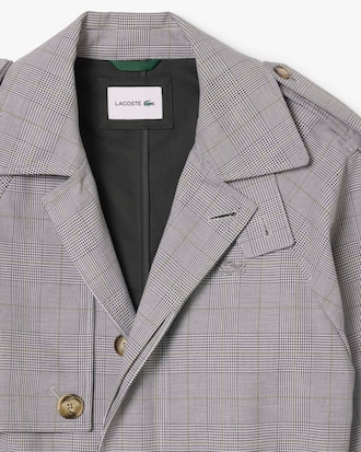 Men's Water-Repellent Plaid Trench Coat