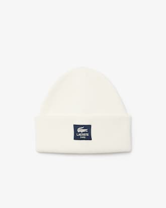 Unisex Ribbed Cotton Badge Beanie