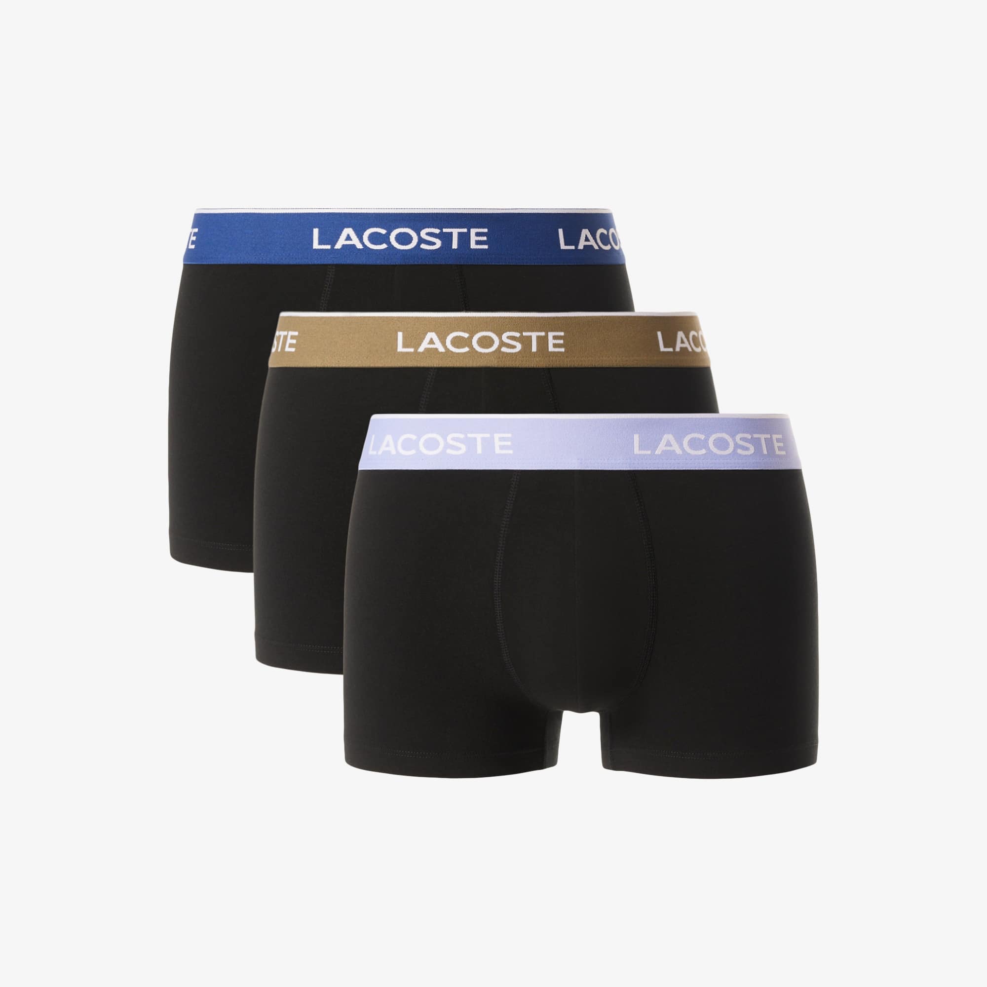 Lacoste Men's 3-pack Stretch Cotton Trunks - Xxl In Black