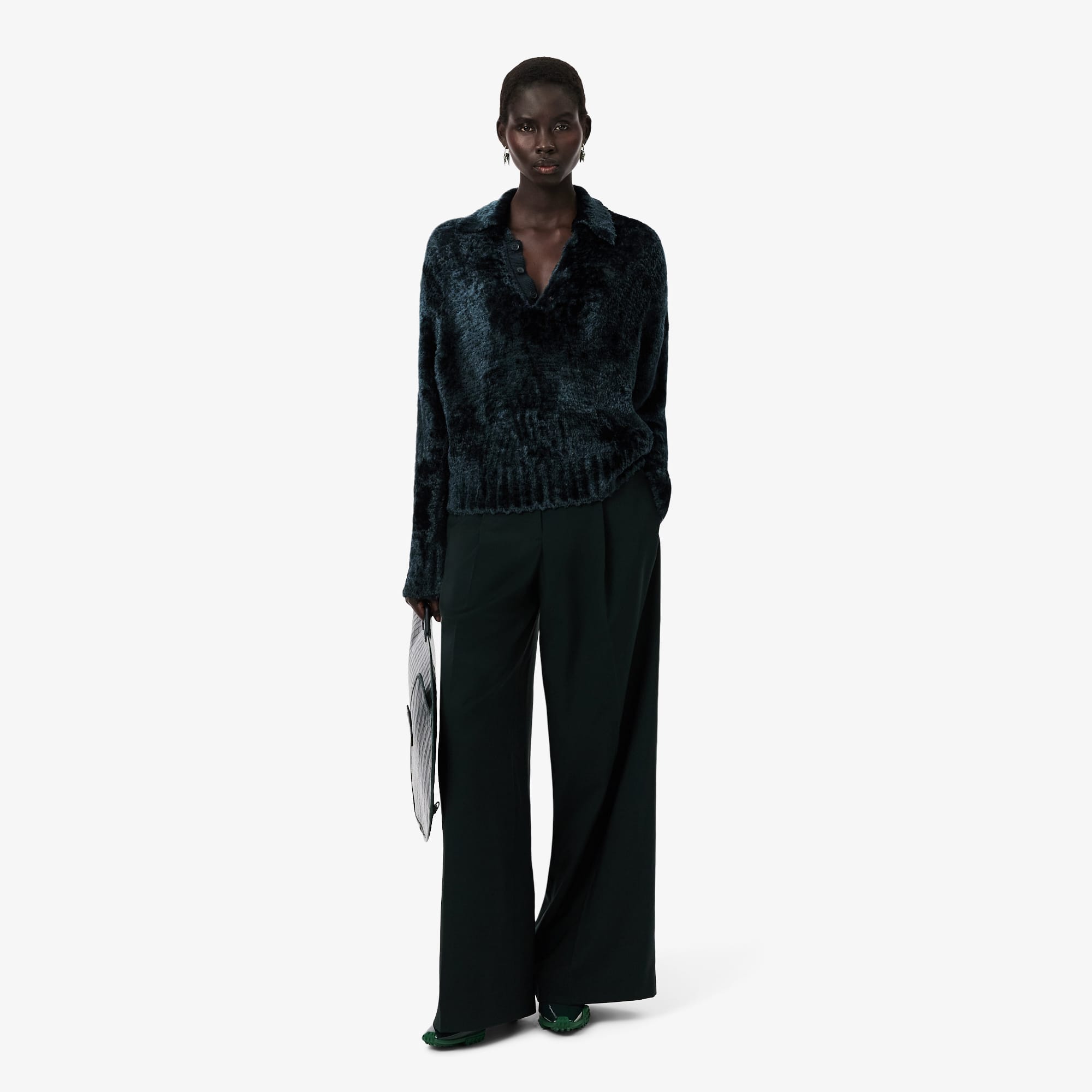Runway Polo Collar Velour Sweater - Sweaters & Sweatshirts - New