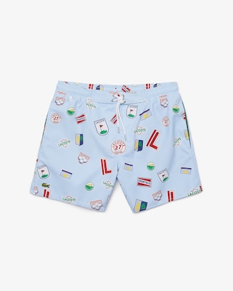 Men&rsquo;s Lace-Up Waist Print Swimming Trunks