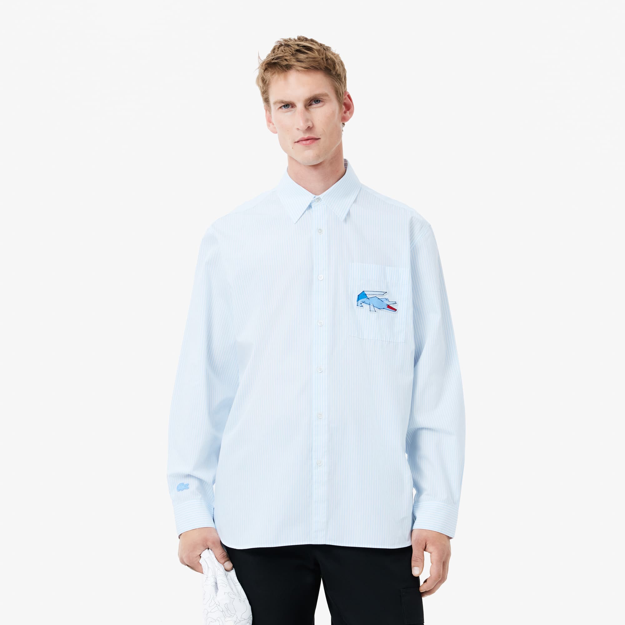 Men's Relaxed Fit Croc Badge Shirt - Button Down Shirts - New In 2026 |  Lacoste, image size:2000x2000