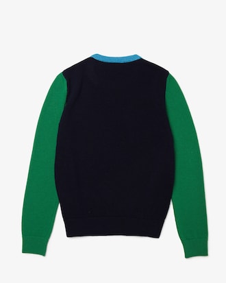 Su&eacute;ter de lana con estampado de cocodrilos y cuello redondo para mujer