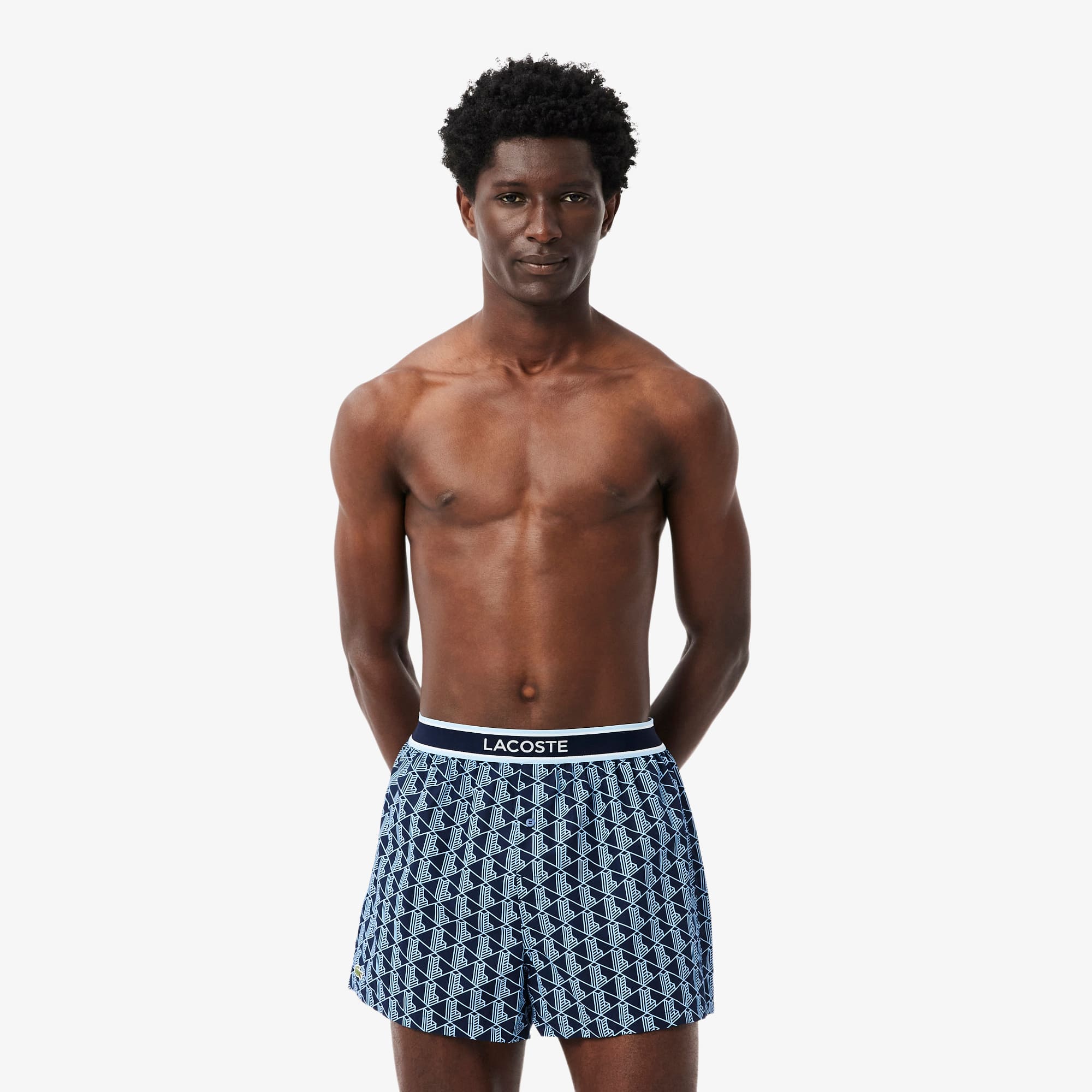 Lacoste Men's 3-pack Cotton Poplin Boxers In Blue