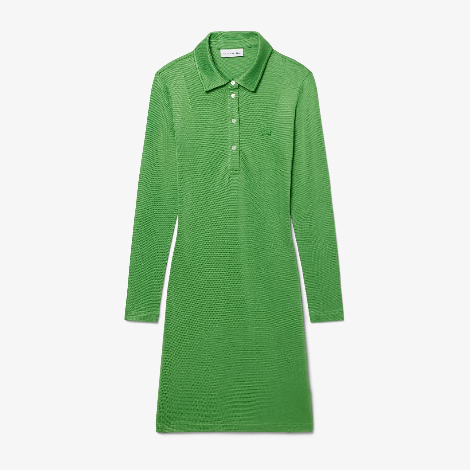 Fluid Satin Piqué Polo Dress