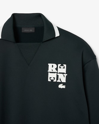 Runway Polo Shirt Collar Badge Accent Sweatshirt